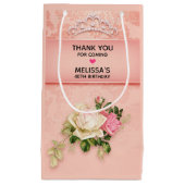 Rosa Blüte mit Diamond Tiara Princess Danke Kleine Geschenktüte (Vorderseite)