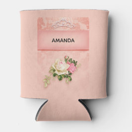 Rosa Blüte mit Diamond Tiara Princess Design Dosenkühler