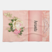 Rosa Blüte mit Diamond Tiara Princess Design Geschirrtuch (Horizontal)