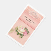 Rosa Blüte mit Diamond Tiara Princess Design Serviette (Ecke)