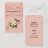 Rosa Blüte mit Diamond Tiara Princess Design Visitenkarte (Vorne/Hinten)