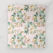 Rosa Blüte mit Goldkreuz Platzkarte (Innenseite Aufgefaltet)