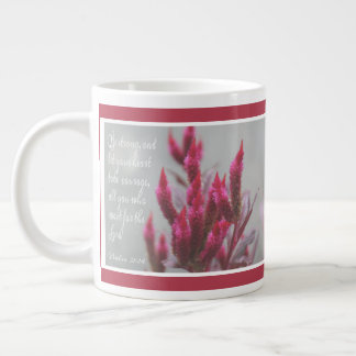 Rosa Blüte, mit Vers von Psalm 31:24 Jumbo-Tasse
