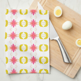 Rosa Blüte mit Weiß und Golden Geschirrtuch