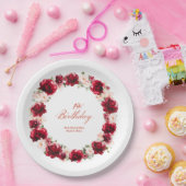 Rosa Blüte Personalisiert 19. Geburtstagsparty Pappteller (Party)