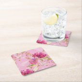 Rosa Blüte Rechteckiger Pappuntersetzer (Vor Ort)