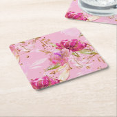 Rosa Blüte Rechteckiger Pappuntersetzer (angewinkelt)
