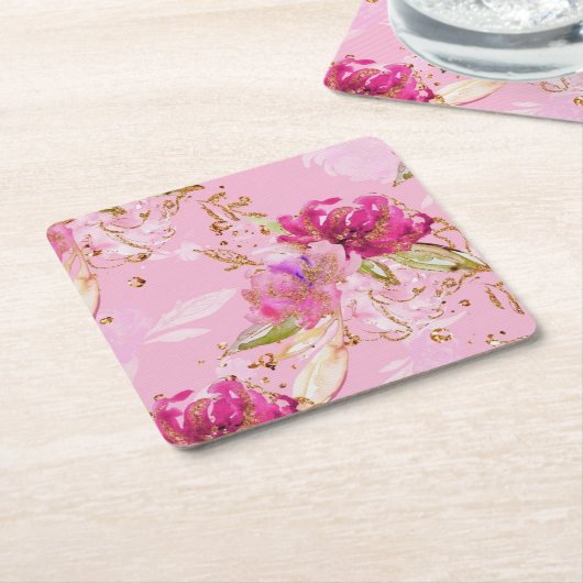 Rosa Blüte Rechteckiger Pappuntersetzer (angewinkelt)