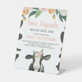 Rosa Blüte Rosa Kapsel 1. Geburtstag Sockelschild