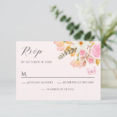 Rosa Blüte RSVP Karte (Stehend Vorderseite)
