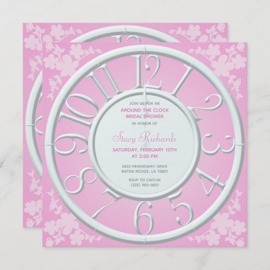 Rosa Blüte rund um das Brautparty einladen Einladung (Vorne/Hinten)