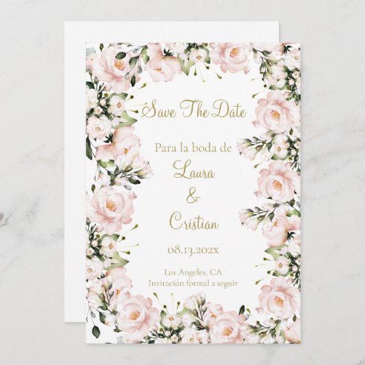 Rosa Blüte Save the Date Einladung (Vorne/Hinten)