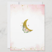 Rosa Blüte über der Mond-Babydusche Einladung (Rückseite)