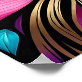 Rosa Blüte und Blätter aus festem Glas Poster (Ecke)