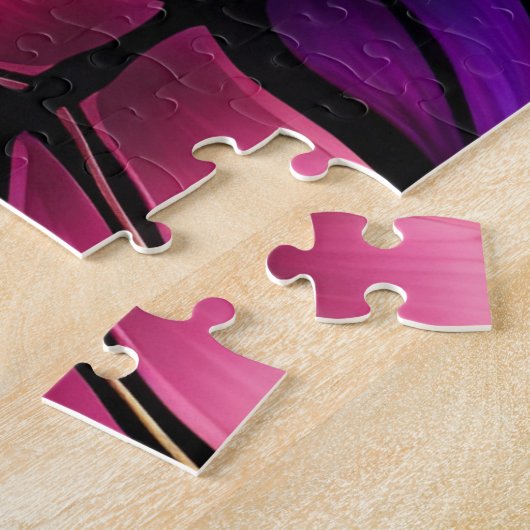 Rosa Blüte und Blätter aus festem Glas Puzzle (Seite)