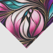 Rosa Blüte und Blätter aus festem Glas Seidenpapier (Ausschnitt)