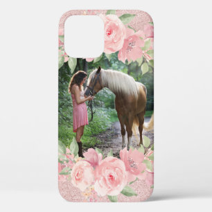 Rosa Blüte und Glitzer Pet Horse Foto Case-Mate iPhone Hülle