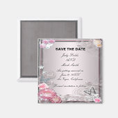 Rosa Blüte und Schmetterling speichern das Datumsf Magnet (Vorderseite/Rückseite)