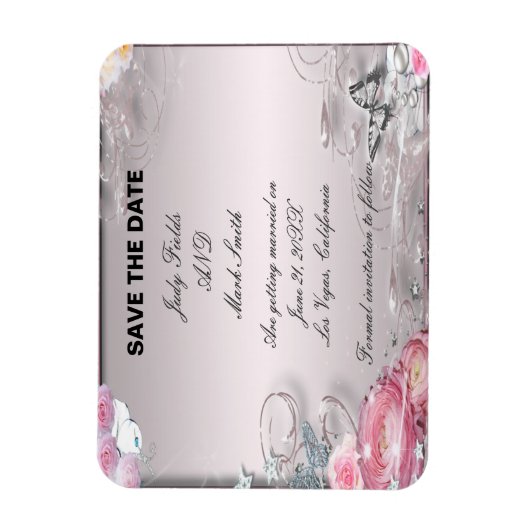 Rosa Blüte und Schmetterling speichern das Datumsf Magnet (Vertikal)