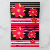 Rosa Blüte und Streifen Karte (Innenseite)