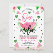 Rosa Blüte und Wein Eins in einem Melone 1. Geburt Einladung (Vorderseite)