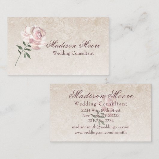 Rosa Blüte Visitenkarte (Vorne/Hinten)