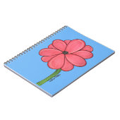 Rosa Blüte voll mit blauem Hintergrund Notizblock (Linke Seite)
