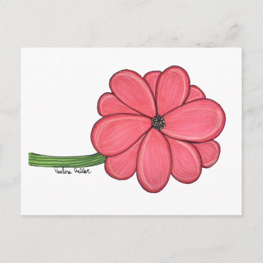 Rosa Blüte Voll Postkarte (Vorderseite)