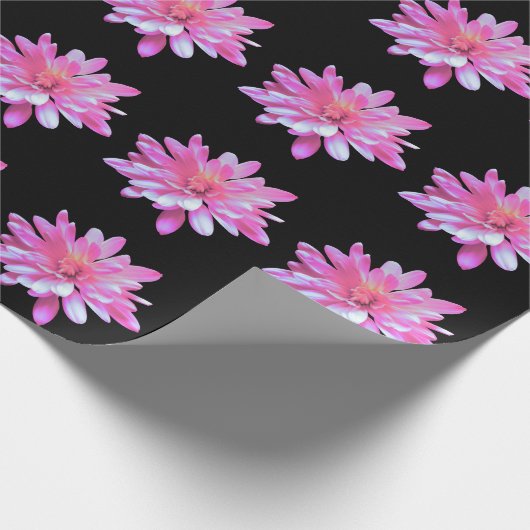 Rosa Blüte, Zinnie, Kosmo, Sonnenblumenmuster Geschenkpapier (Ecke)