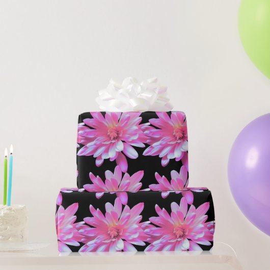 Rosa Blüte, Zinnie, Kosmo, Sonnenblumenmuster Geschenkpapier (Partygeschenke)