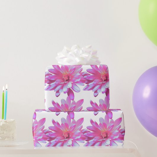 Rosa Blüte, Zinnie, Kosmo, Sonnenblumenmuster Geschenkpapier (Partygeschenke)
