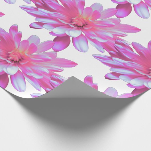 Rosa Blüte, Zinnie, Kosmo, Sonnenblumenmuster Geschenkpapier (Ecke)