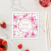 Rosa Blüten | Aquarell Azalee | Abschluss Serviette (Beispiel)
