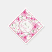 Rosa Blüten | Aquarell Azalee | Abschluss Serviette (Ecke)