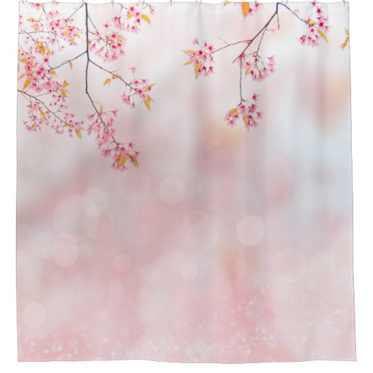 Rosa Blüten auf dem Nebelzweig Duschvorhang (Vorderseite)