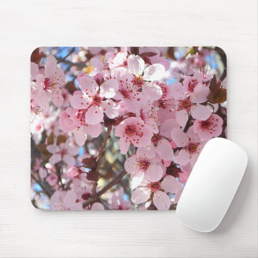 Rosa Blüten auf Zierblumen Mousepad (Mit Mouse)