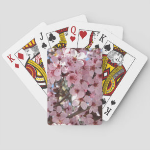 Rosa Blüten auf Zierblumen Spielkarten