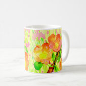 Rosa Blüten Blätter Zweig Kaffeetasse (VorderseiteRechts)