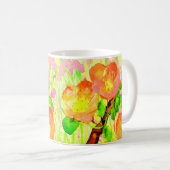 Rosa Blüten Blätter Zweig Kaffeetasse (VorderseiteRechts)