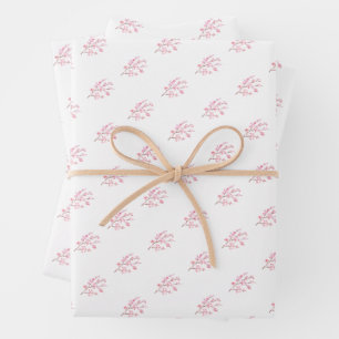 Rosa Blüten Blume Wasserfarbene feminine Hochzeit Geschenkpapier Set