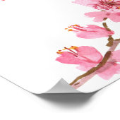 Rosa Blüten Blume Wasserfarbene feminine Hochzeit Poster (Ecke)