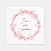 Rosa Blüten Blume Wasserfarbene feminine Hochzeit Serviette (Vorderseite)