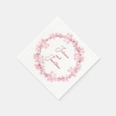 Rosa Blüten Blume Wasserfarbene feminine Hochzeit Serviette (Ecke)