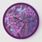 Rosa Blüten Blumensäulenuhr Große Wanduhr (Vorderseite)