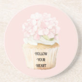 Rosa Blüten Cupcake Muffin Getränkeuntersetzer (Vorne)