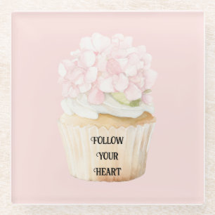 Rosa Blüten Cupcake Muffin Glasuntersetzer