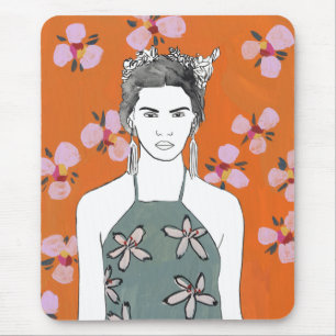 Rosa Blüten-Dame - Orange Mousepad