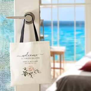 Rosa Blüten-Destination-Hochzeit Willkommen Tragetasche