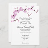 Rosa Blüten, die Einladung Wedding sind (Vorne/Hinten)