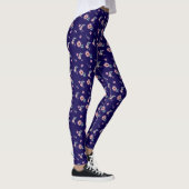 Rosa Blüten Dunkelblau Leggings (Rechts)